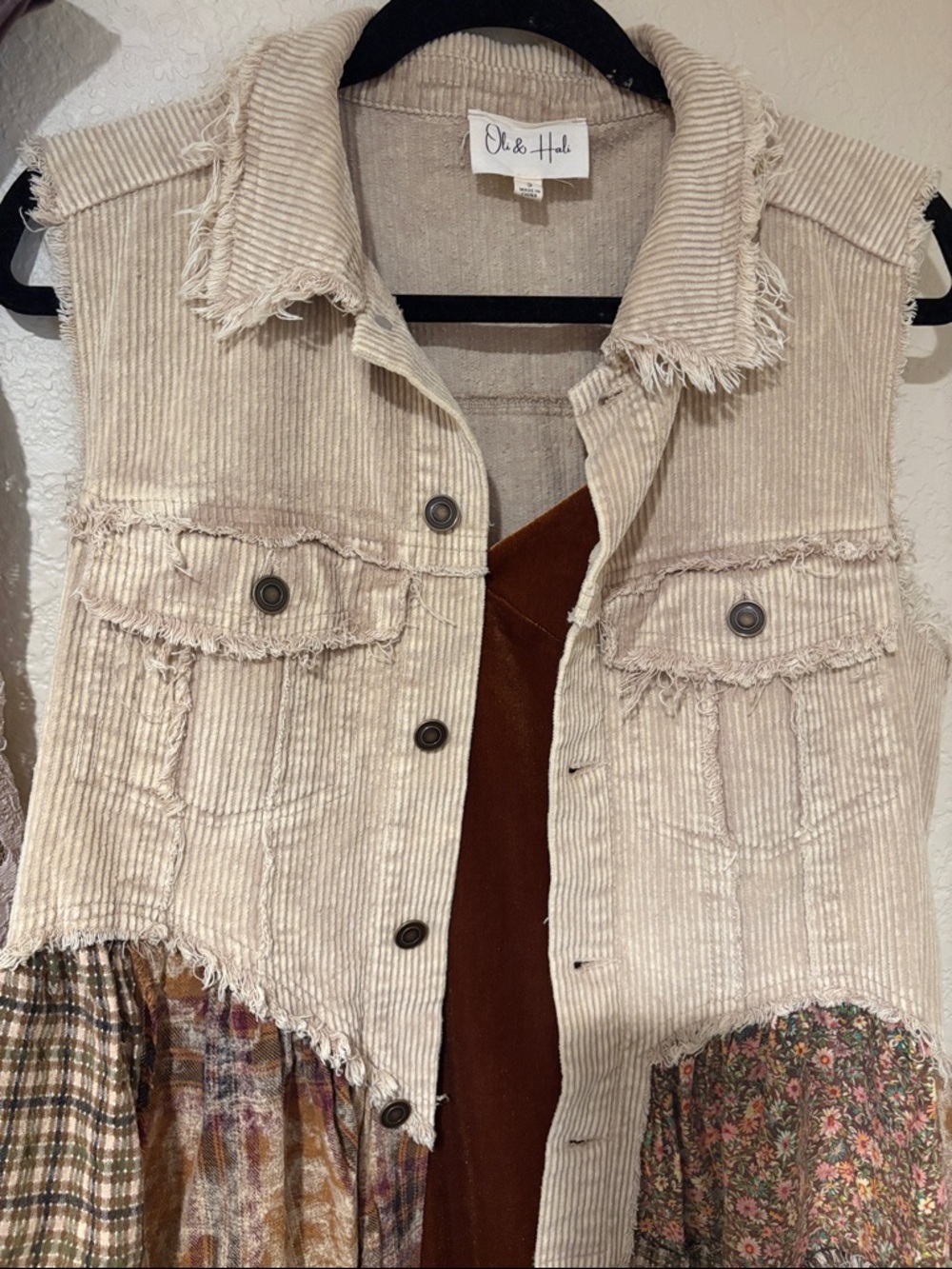 Corduroy Boho Patchwork Duster New! By Oli & Hali - Picture 5 of 11